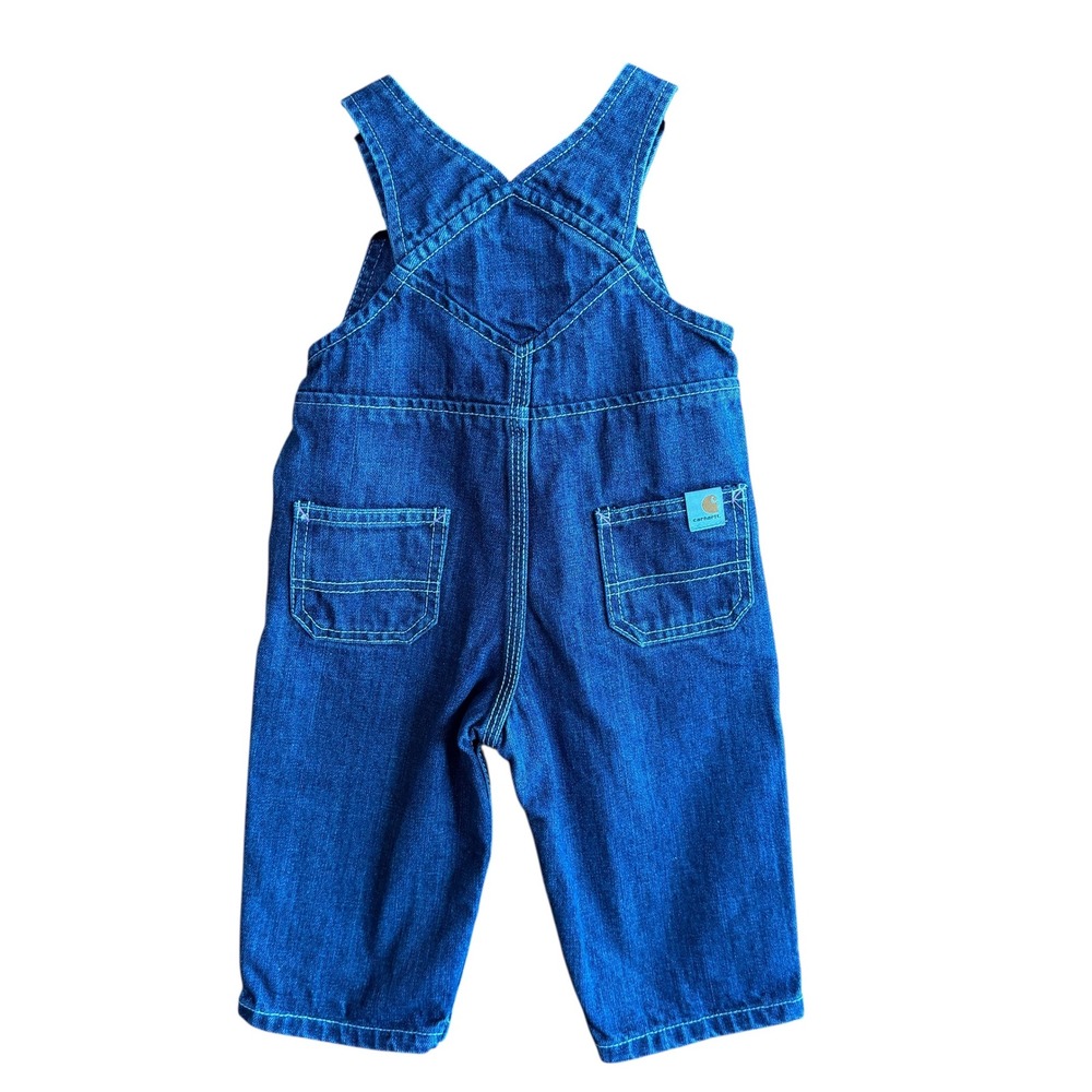Carhartt Baby Girls Denim Overalls Flower Embroidery 12 Months - Picture 4 of 10